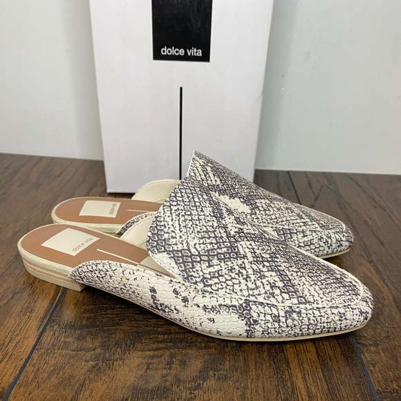 Dolce Vita Halee Flat Mule Stone Snake Print 6.5 - Picture 2 of 6